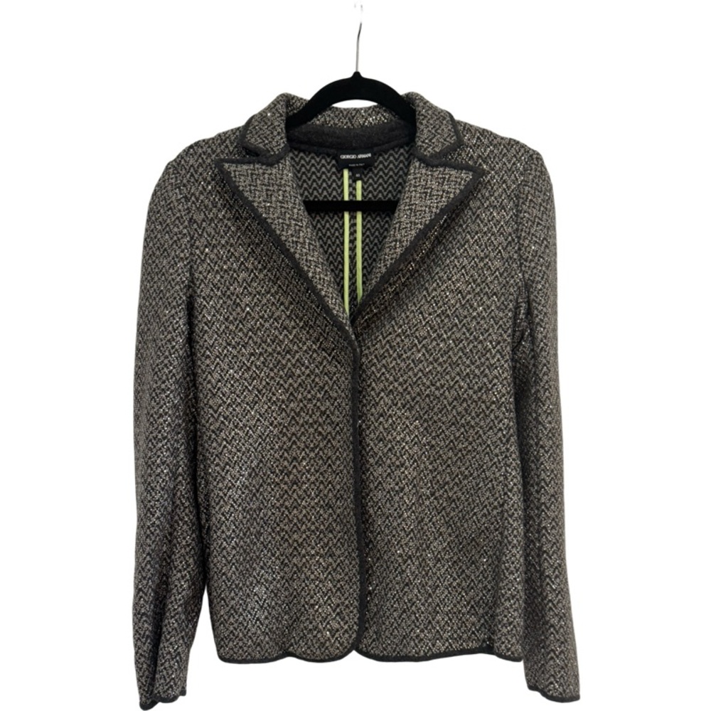 Giorgio Armani Black and Gray Tailored Blazer